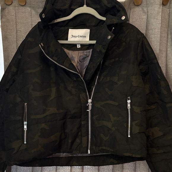 Juicy Couture Jackets & Blazers - Juicy Couture Black and Green Camouflage moto Jacket